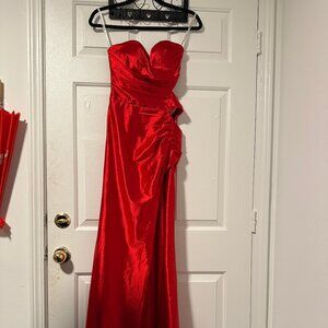 Sherri Hill Red Strapless Formal Gown -Size 0 | Pageant, Wedding, Prom, Birthday